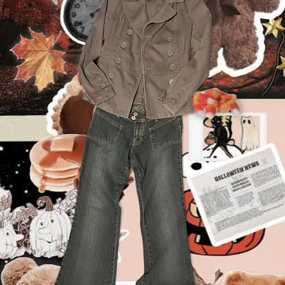 VINTAGE Y2K H&M Women's Grey Denim Blazer Button Up Jacket